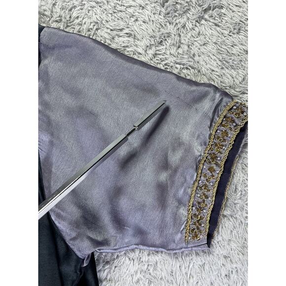 Preeti Womens Top Blouse Beaded Embroidered Medium Black Gold Silver India *Read - Picture 9 of 10